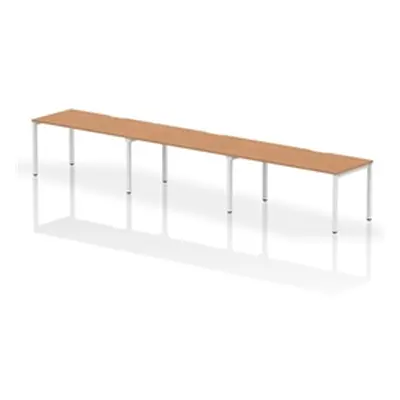 Evolve Single White Frame Bench Desk 1600 Oak (3 Pod) - BE390