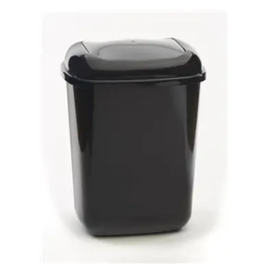 Push Spring Lid Bin c/w Sticker; 28L Dark Grey Body Grey Lid Plastic