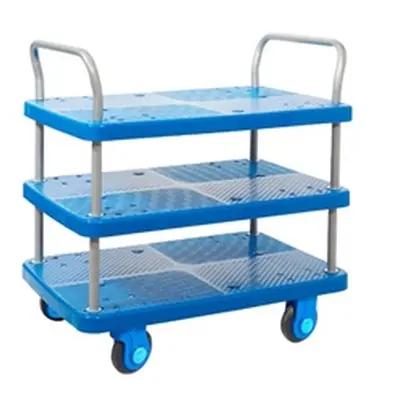 Proplaz Three Tier Trolley; Super Silent Castors; 300kg; Blue/Grey