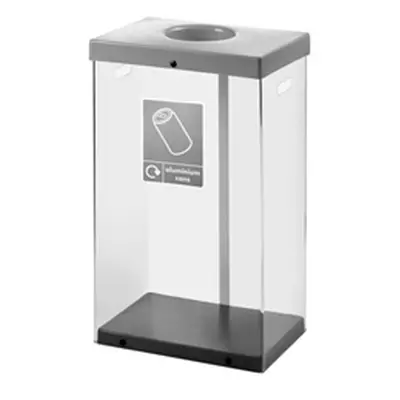 Clear Recycling Bin c/w Sticker 60L; Clear Body; Grey Lid; Plastic