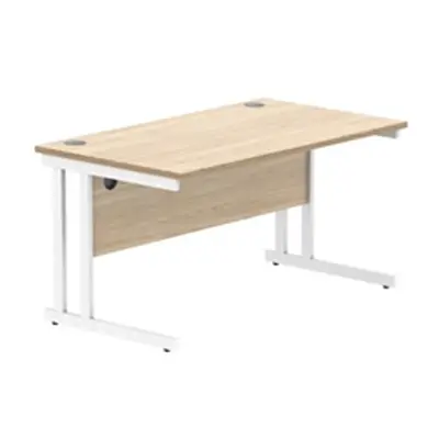 Office Rectangular Desk Steel Double Cantilever 1400X800 Oak/White