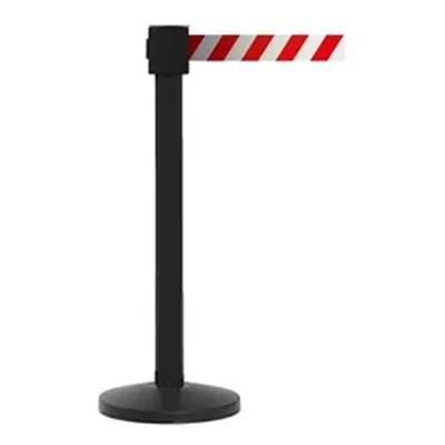 Obex Safety Belt Barrier 10600 mm; Black Post; Red/White Chevron