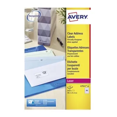 Avery Laser Mini Labels 38x21mm 65 Per Sheet Clear (1625 Pack)