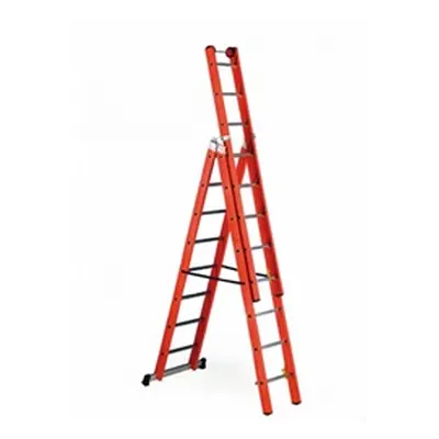 V3 - Glass Fibre Ladder; 3 x 8 Tread; 150kg; Red