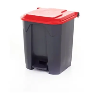 Pedal Bin; 30L; Polypropylene; Grey Body & Red Lid