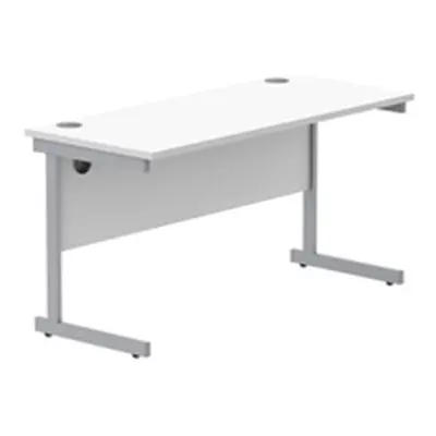 Office Rectangular Desk Steel Single Cantilever 1400X600 White/Silver