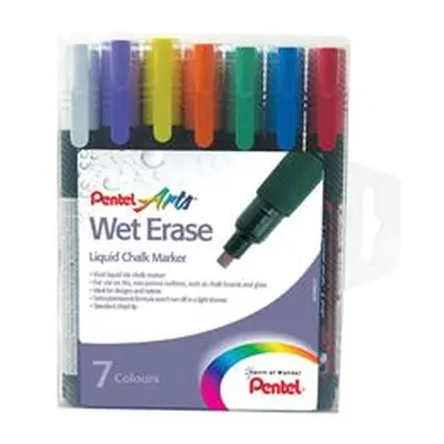 Pentel Liquid Chalk Marker Chisel Tip Assorted (Pack of 7) SMW26/7