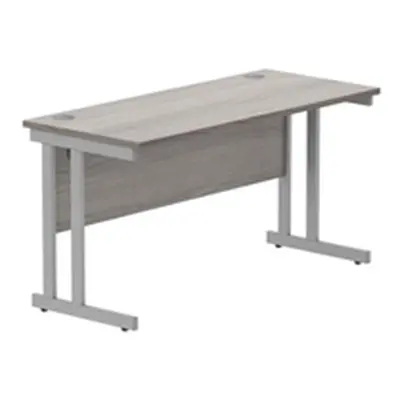 Office Rectangular Desk Double Cantilever 1400X600 Grey Oak/Silver