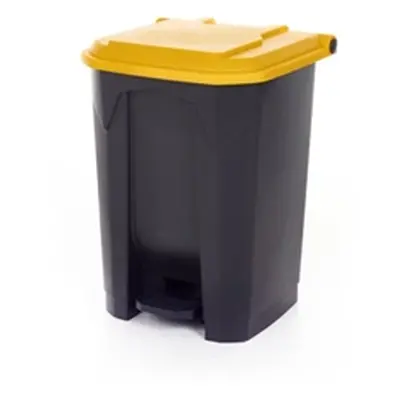 Pedal Bin; 50L; Polypropylene; Grey Body & Yellow Lid