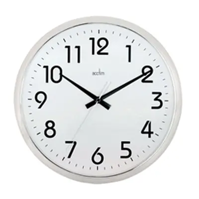 Acctim Orion Silent Sweep Wall Clock 320mm Chrome/White