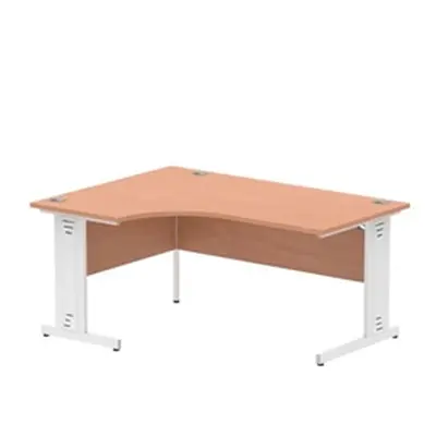 Impulse 1600mm Left Crescent Desk Beech Top White Cable Managed Leg