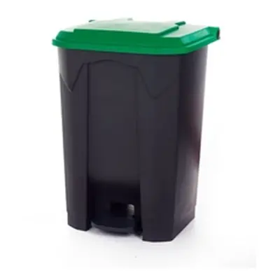 Pedal Bin; 80L; Polypropylene; Grey Body & Green Lid