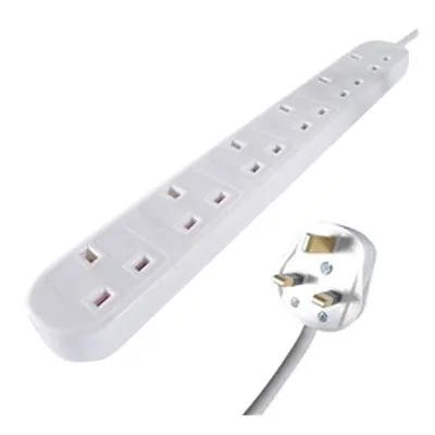 Connekt Gear 3m 6-Way Power Extension Lead White 27-6030