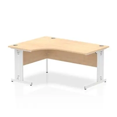 Impulse 1600mm Left Crescent Desk Maple Top White Cable Managed Leg