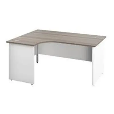 1800X1200 Panel Left Hand Radial Desk Grey Oak-White