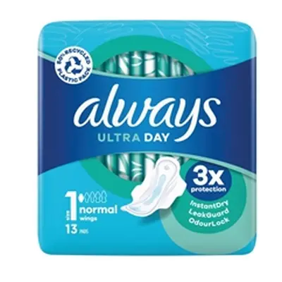 Always Ultra Day Sanitary Pads Normal With Wings Size 1 x13 (Pack 16)