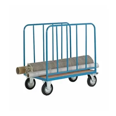 2 Tubular Bar Sides Platform Truck; Fixed/Swivel Castors; Blue/Veneer