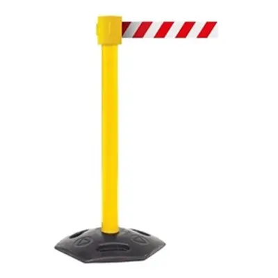 Obex Weatherproof Belt Barrier Yellow Post; Red/White Chevron