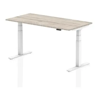 Air 1600 x 800mm Height Adjustable Desk Grey Oak Top White Leg