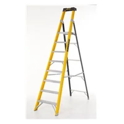 Climb-It Glass Fibre Platform Stepladder; 8 Tread; 150kg; Yellow/Black