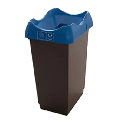 Recycling Bin c/w Sticker; Open Hole; 50L Grey Body Blue Lid Plastic