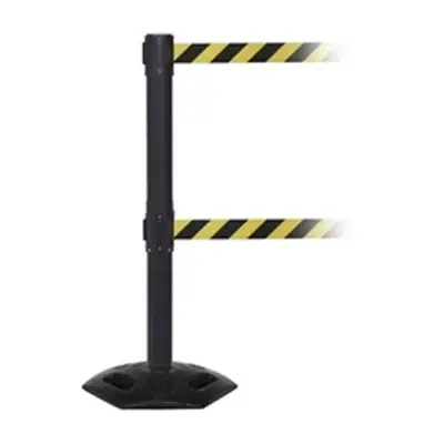 Obex Weatherproof Twin Belt Barrier 3400mm Black+Black/Yellow Chevron