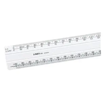 Linex Flat Scale Ruler 1:1 1:20-500 30cm White