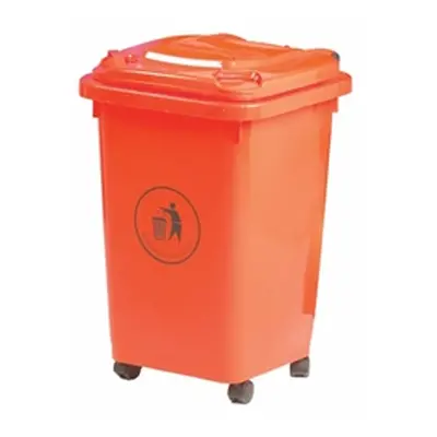 Wheelie Bin; 50L; 30% Recycled Polyethylene; Red/Orange