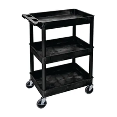 Multipurpose 3 Shelf Trolley with Uprights 150kg Capacity Black