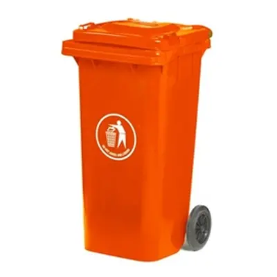 Wheelie Bin; 120L; 30% Recycled Polyethylene; Red/Orange