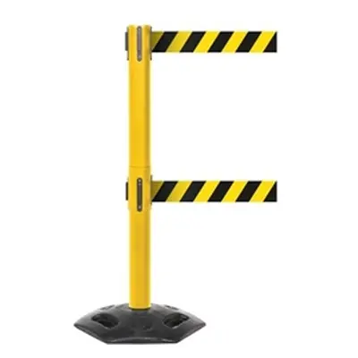 Obex Weatherproof Twin Belt Barrier 4900mm Yellow+Black/Yellow Chevron