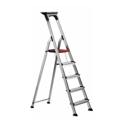 Double Decker Step; 5 Tread; Aluminium; 150kg; Silver/Black/Red