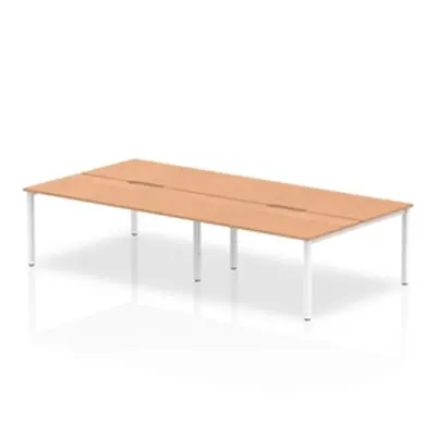 Evolve B2B White Frame Bench Desk 1600 Oak (4 Pod) - BE230