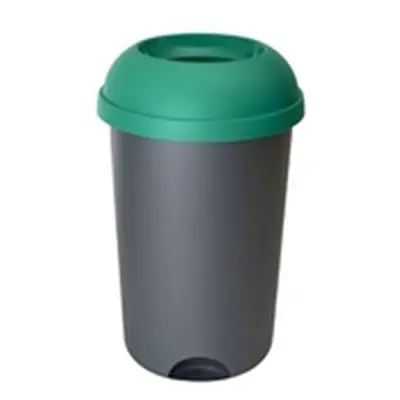 Open Top Bin; 50L; Grey Body; Green Lid; Plastic