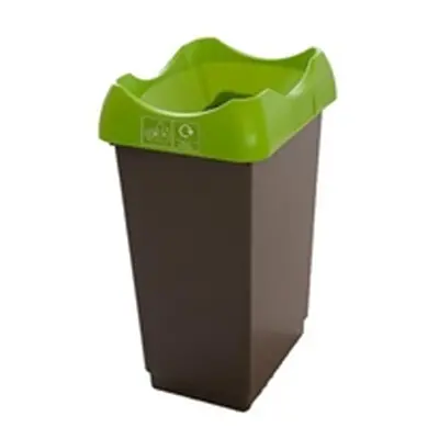 Recycling Bin w Sticker Open Hole 50L Grey Body Lime Green Lid Plastic