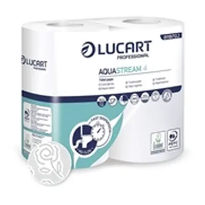 Lucart Aquastream 4 Conventional Toilet Rolls x4 Per Pack (Pack 56)