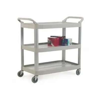 Large Shelf Trolley; 3 Tier; Swivel Castors; 120kg; Grey/Silver