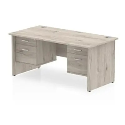 Impulse 1800x800mm Desk Grey Oak Panel Leg 2x2 Drawer Fixed Pedestal