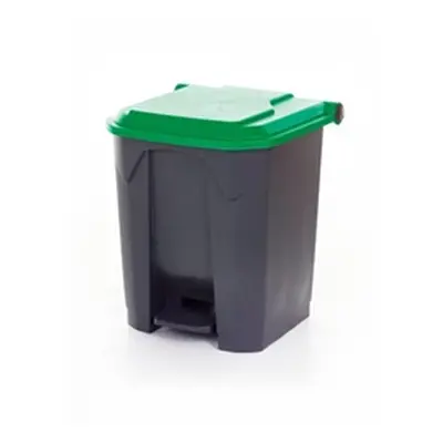 Pedal Bin; 30L; Polypropylene; Grey Body & Green Lid