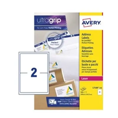 Avery Addressing Labels Laser 199.6x143.5mm White L7168-250 -500 Label