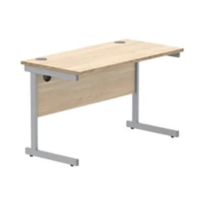 Office Rectangular Desk Steel Single Cantilever 1200X600 Oak/Silver