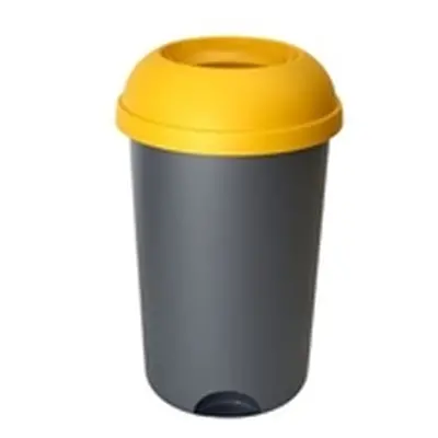 Open Top Bin; 50L; Grey Body; Yellow Lid; Plastic