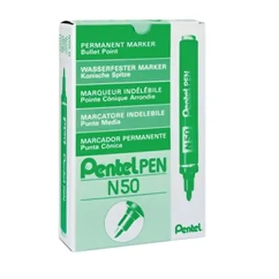 Pentel N50 Permanent Green Marker Bullet Tip (Pack of 12) N50-D