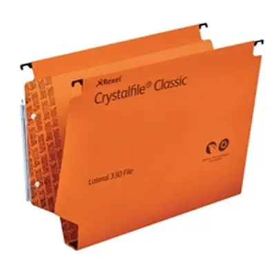 Rexel Crystalfile Classic 30mm Lateral File 300 Sheet Orange (25 Pack)