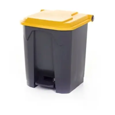 Pedal Bin; 30L; Polypropylene; Grey Body & Yellow Lid