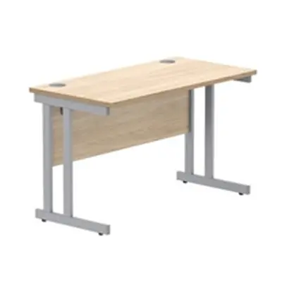 Office Rectangular Desk Steel Double Cantilever 1200X600 Oak/Silver