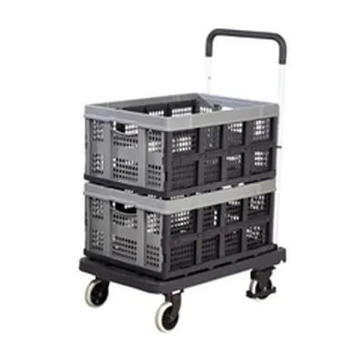 Foldaway Platform Trolley with 2 Folding Box; 120kg; Black/Grey