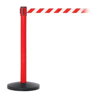 Obex Safety Belt Barrier; 3400 mm; Red Post; Red/White Chevron