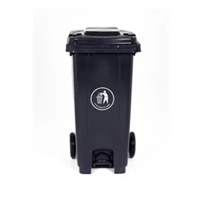 Pedal Wheeled Bin; 120L; Polypropylene; Dark Grey/ Dark Grey Lid