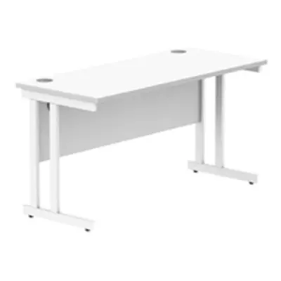 Office Rectangular Desk Steel Double Cantilever 1400X600 White/White